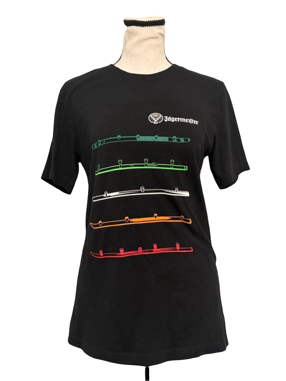 Jägermeister Graphic T Shirt Women’s Small Black Short Sleeve Logo Bar Promo Tee